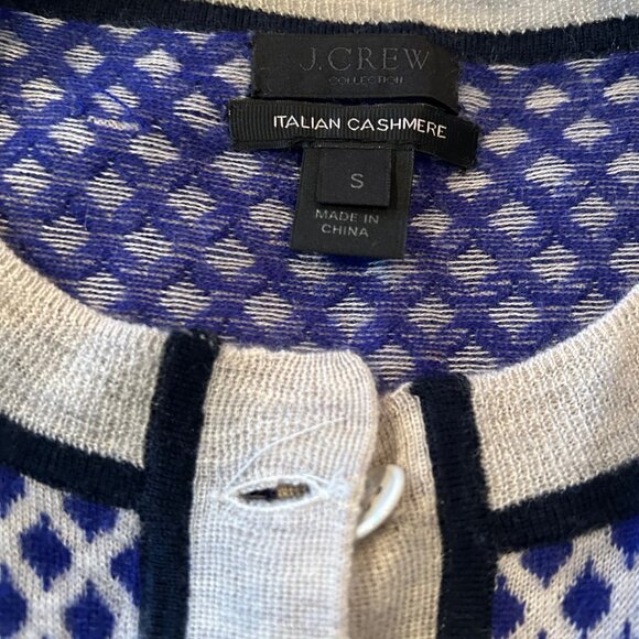 J. Crew Collection Italian Cashmere Cardigan Gingham Grey/Purple Women’s Sz S - Picture 3 of 3